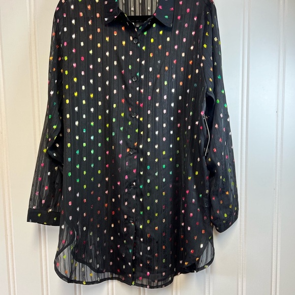 Erin London Colorful Polka Dot Women's Top Size Large NWT - Picture 1 of 5